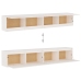 Armario de pared 2 uds madera maciza de pino blanco 100x30x35cm