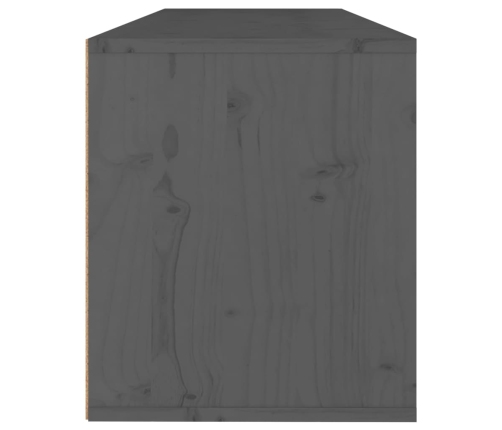 Armario de pared de madera maciza de pino gris 100x30x35 cm