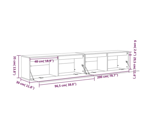 vidaXL Armario de pared 2 uds madera maciza de pino gris 100x30x35 cm