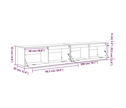 vidaXL Armario de pared 2 uds madera de pino marrón miel 100x30x35 cm