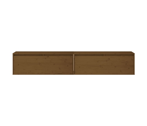 vidaXL Armario de pared 2 uds madera de pino marrón miel 100x30x35 cm