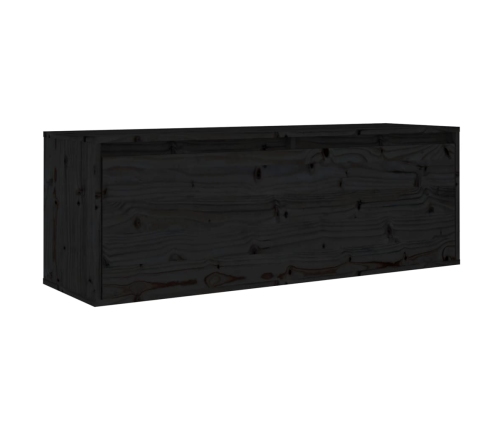 vidaXL Armario de pared de madera maciza de pino negro 100x30x35 cm