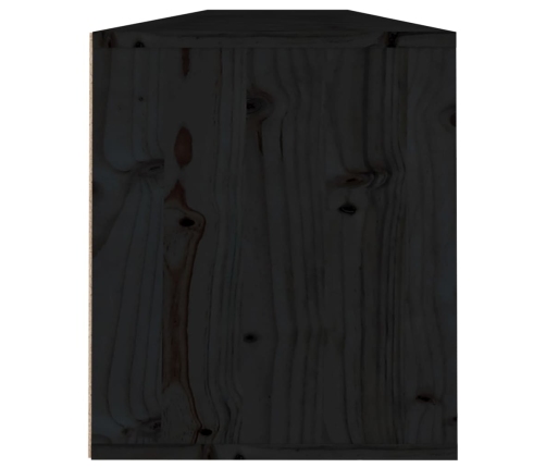 Armario de pared 2 uds madera maciza de pino negro 100x30x35 cm