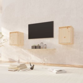 Armario de pared 2 uds madera maciza de pino 30x30x40 cm