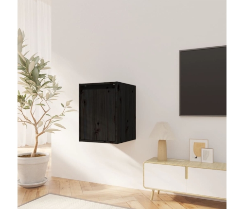 Armario de pared 2 uds madera maciza de pino negro 30x30x40 cm