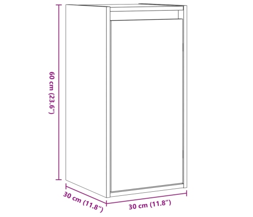 Armario de pared de madera maciza de pino 30x30x60 cm