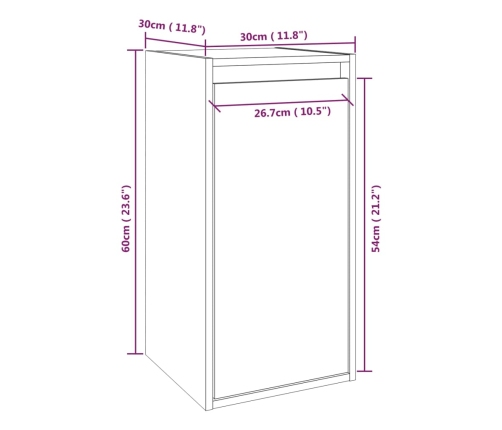 vidaXL Armario de pared de madera maciza de pino 30x30x60 cm