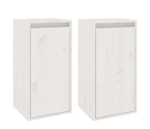 Armario de pared 2 uds madera maciza de pino blanco 30x30x60 cm