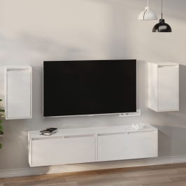 Armario de pared 2 uds madera maciza de pino blanco 30x30x60 cm