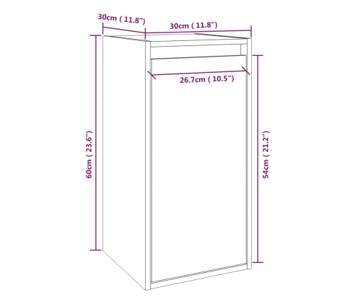 vidaXL Armario de pared de madera maciza de pino gris 30x30x60 cm