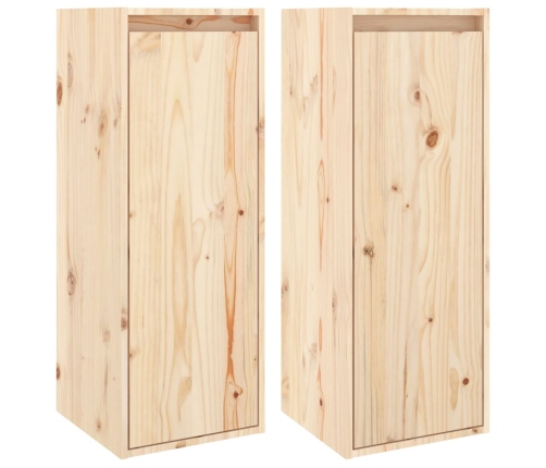 Armario de pared 2 uds madera maciza de pino 30x30x80 cm