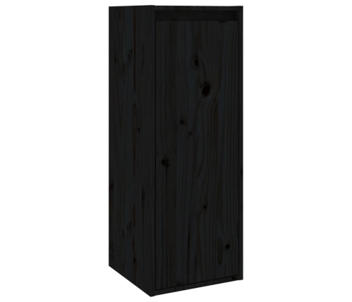 Armarios de pared 2 uds madera maciza de pino negro 30x30x80 cm