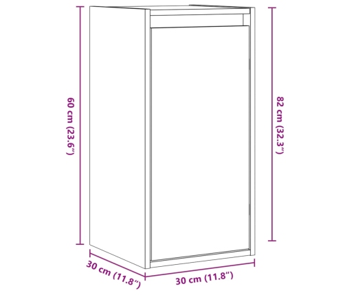 Armario de pared de madera maciza de pino 30x30x100 cm