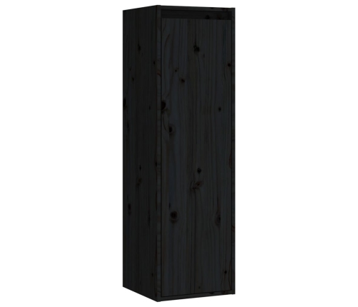 vidaXL Armarios de pared 2 uds madera maciza pino negro 30x30x100 cm