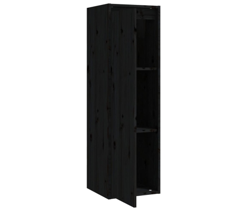 vidaXL Armarios de pared 2 uds madera maciza pino negro 30x30x100 cm