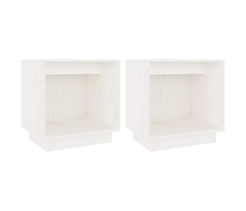 Mesitas de noche 2 uds madera maciza de pino blanco 40x30x40 cm