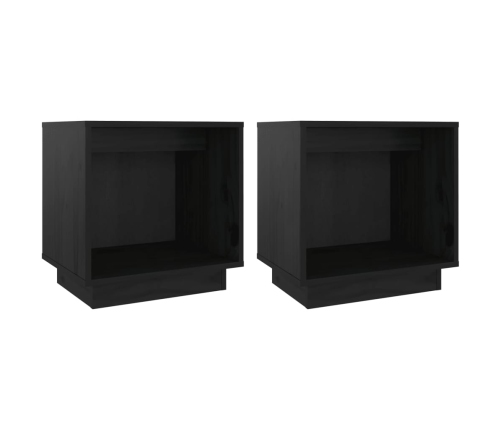 Mesitas de noche 2 uds madera maciza de pino negro 40x30x40 cm