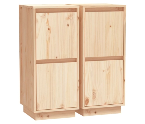 Aparador 2 uds madera maciza de pino 31,5x34x75 cm