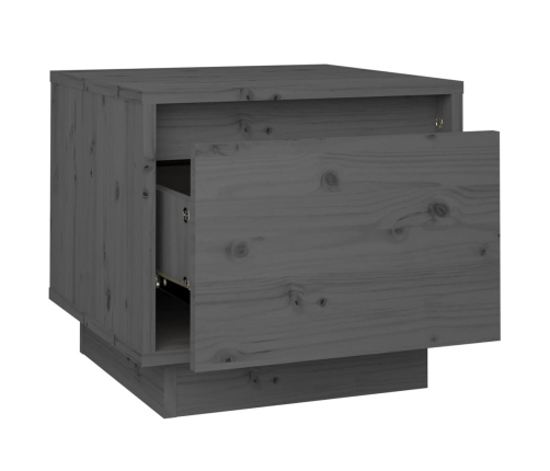 Mesitas de noche 2 uds madera maciza de pino gris 35x34x32 cm