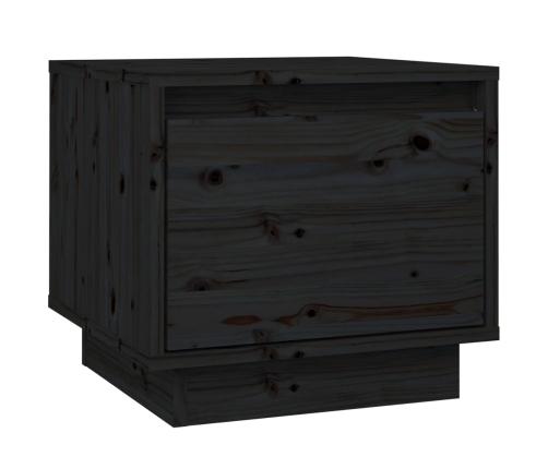 Mesita de noche madera maciza de pino negro 35x34x32 cm