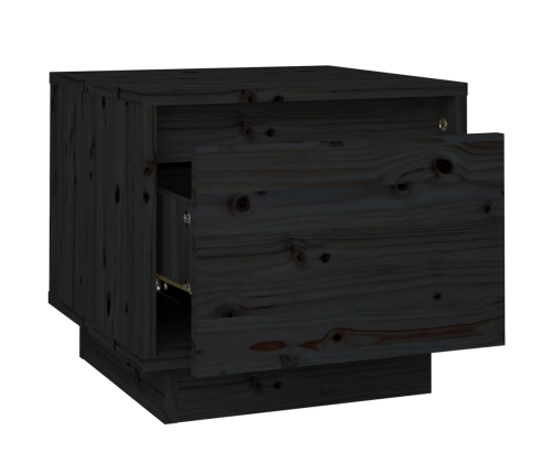 Mesita de noche madera maciza de pino negro 35x34x32 cm