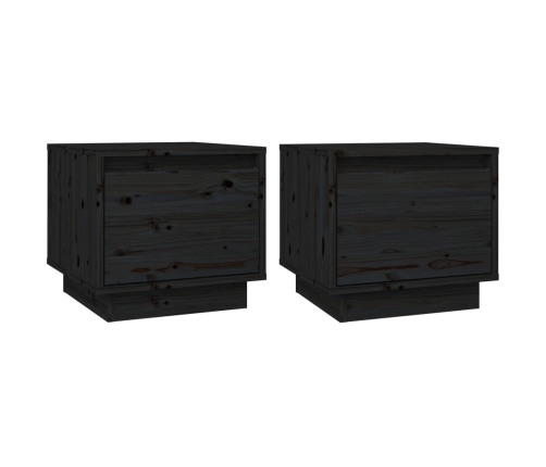 Mesitas de noche 2 uds madera maciza de pino negro 35x34x32 cm