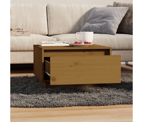 Mesa de centro madera maciza de pino marrón miel 55x56x32 cm