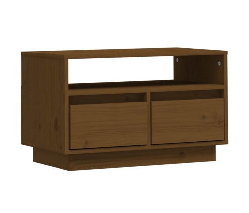 Mueble de TV madera maciza de pino marrón miel 60x35x37 cm