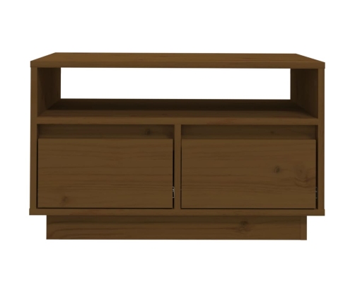 Mueble de TV madera maciza de pino marrón miel 60x35x37 cm