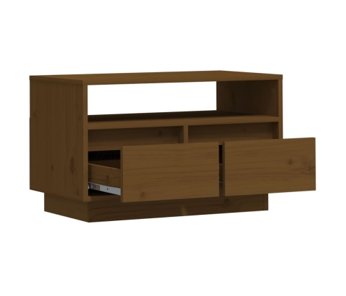 Mueble de TV madera maciza de pino marrón miel 60x35x37 cm