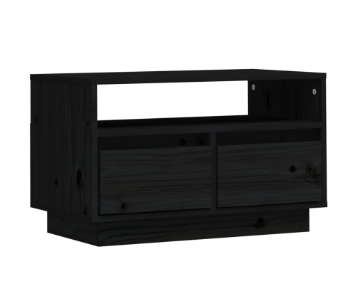 Mueble de TV de madera maciza de pino negro 60x35x37 cm