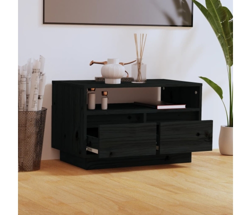 Mueble de TV de madera maciza de pino negro 60x35x37 cm