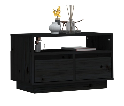 Mueble de TV de madera maciza de pino negro 60x35x37 cm