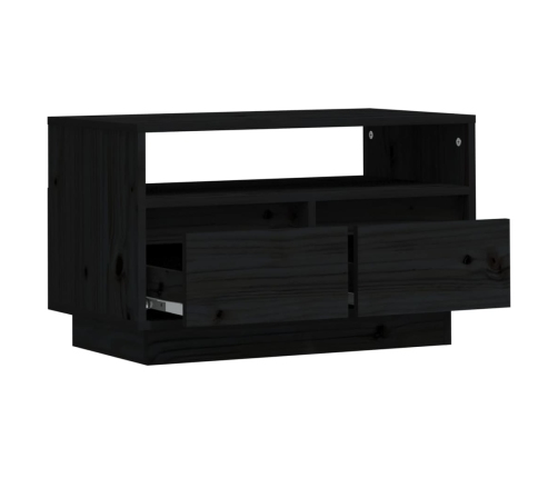 Mueble de TV de madera maciza de pino negro 60x35x37 cm