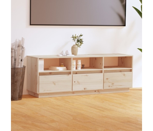 Mueble de TV de madera maciza de pino 140x37x50 cm