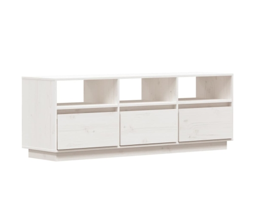 Mueble de TV de madera maciza de pino blanco 140x37x50 cm