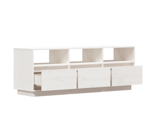 Mueble de TV de madera maciza de pino blanco 140x37x50 cm