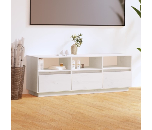 Mueble de TV de madera maciza de pino blanco 140x37x50 cm