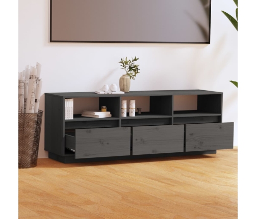 vidaXL Mueble de TV de madera maciza de pino gris 140x37x50 cm