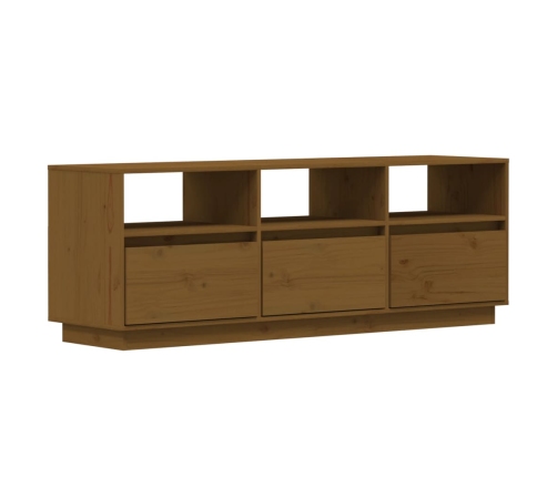 Mueble de TV madera maciza de pino marrón miel 140x37x50 cm