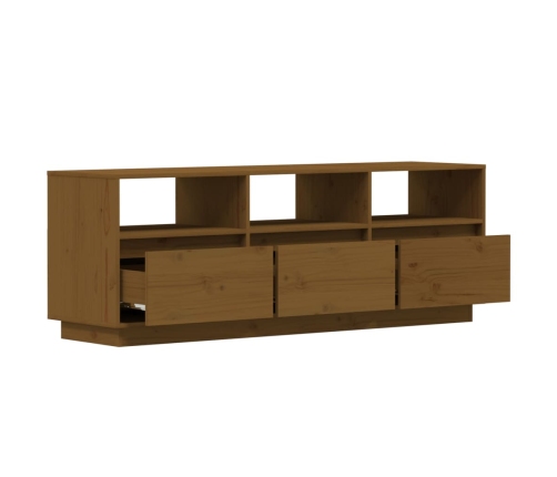 Mueble de TV madera maciza de pino marrón miel 140x37x50 cm