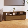 Mueble de TV madera maciza de pino marrón miel 140x37x50 cm