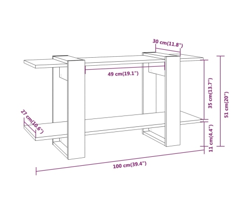 Estantería madera contrachapada blanco 100x30x51 cm