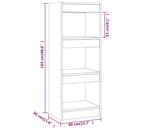 Estantería/divisor madera de ingeniería blanco 40x30x103 cm