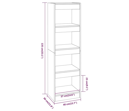 vidaXL Estantería/divisor espacios color roble Sonoma 40x30x135 cm