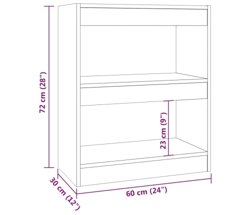 Estantería/divisor de espacios blanco brillante 60x30x72 cm