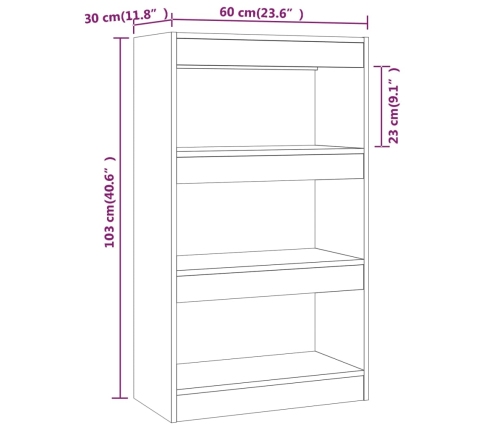 vidaXL Estantería/divisor madera de ingeniería negro 60x30x103 cm