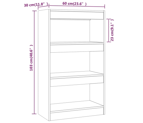 Estantería/divisor madera ingeniería roble Sonoma 60x30x103 cm