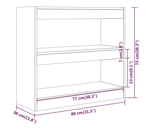 Estantería/divisor de espacios blanco 80x30x72 cm