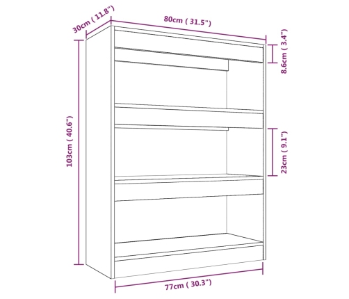 Estantería/divisor madera contrachapada blanco 80x30x103 cm